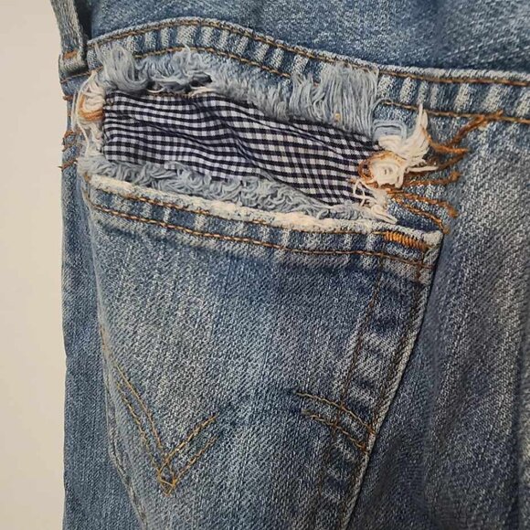 Levi's vintage low boot cut 527 flares with patches - Picture 7 of 8